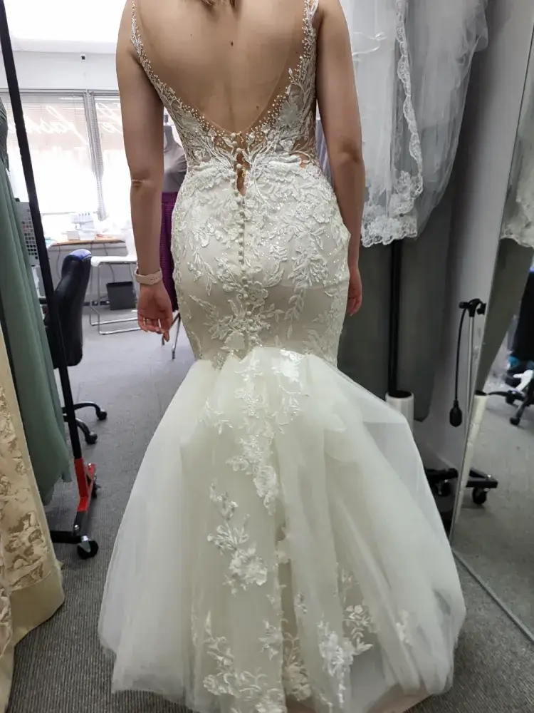 wedding gown bustle